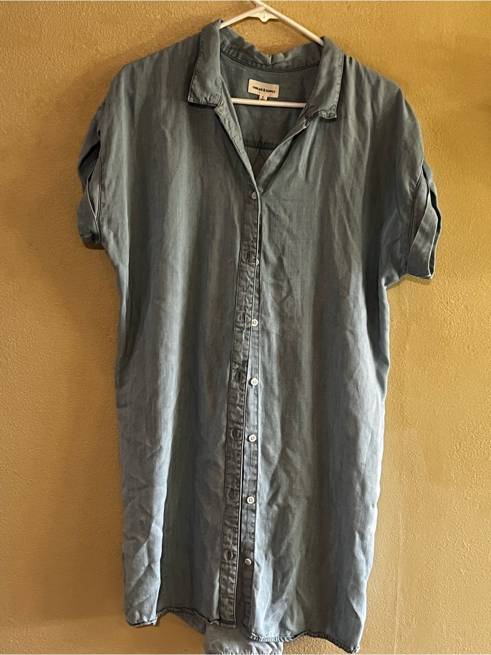 Thread & Supply Washed Blue Short-Sleeve Button-Down Shirt